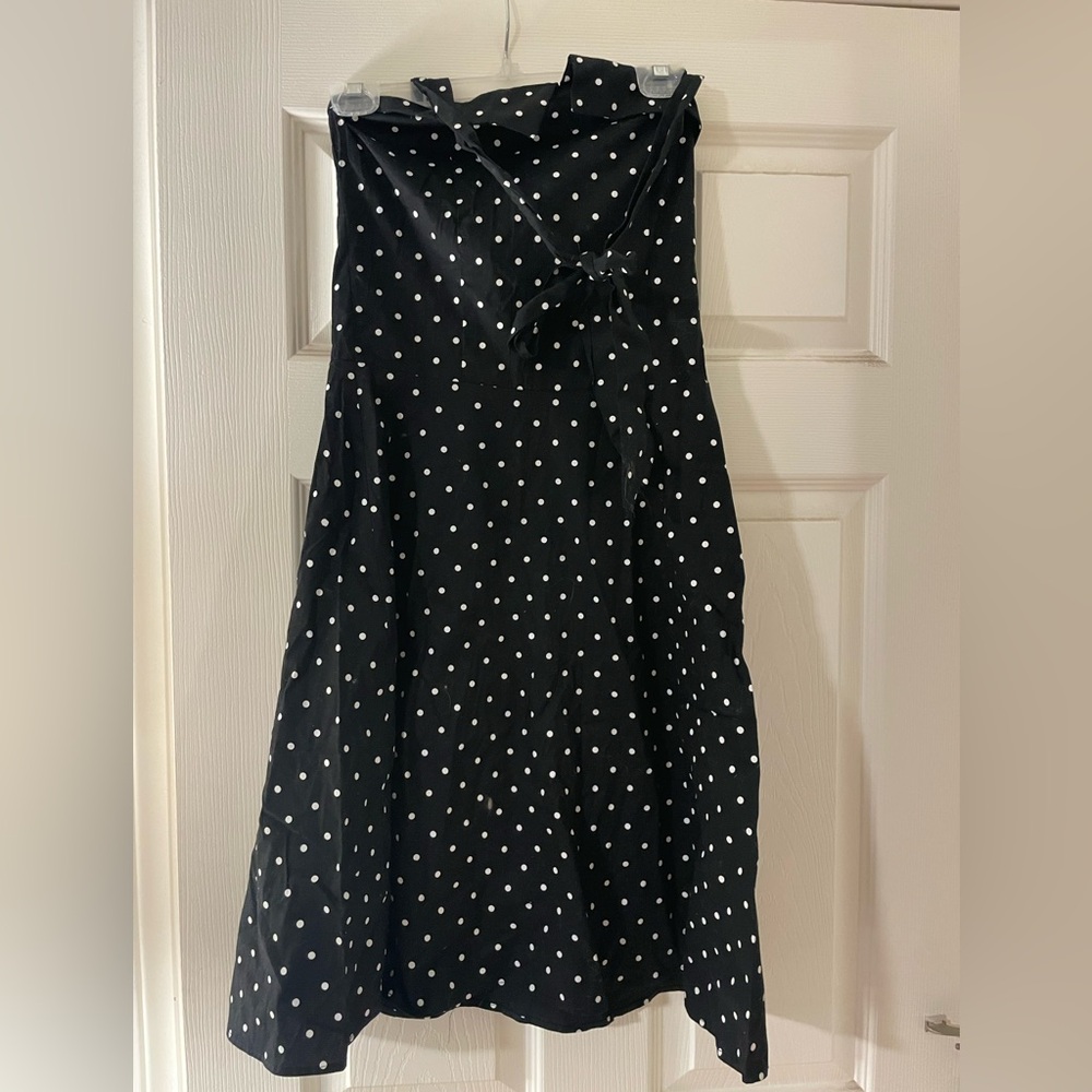 No appointment necessary Black Polka Dot Tie-Waist Dress